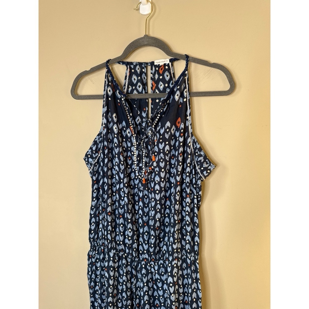 Poupette St Barth Navy Geometric Print Jumpsuit Size Large - Picture 3 of 7